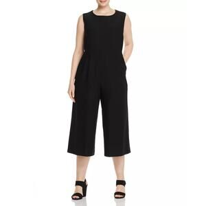 Eileen Fisher Washable Stretch Crepe Sleeveless Wide Leg Jumpsuit Women's XL